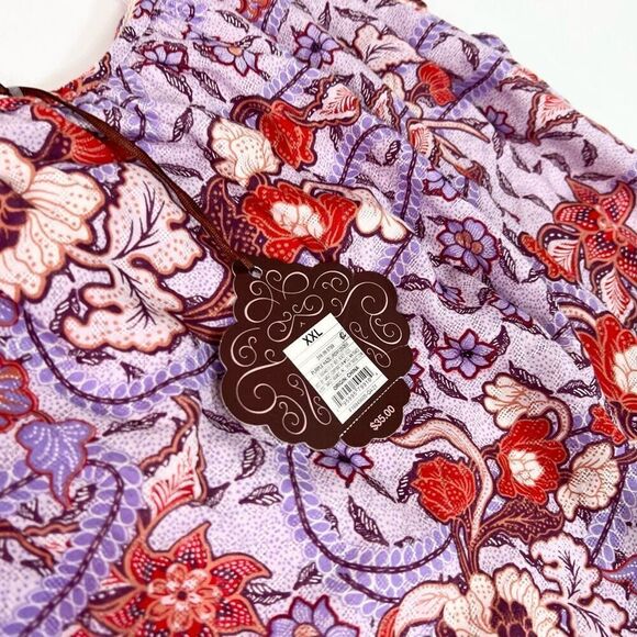 Knox Rose Tiered Midi Dress Women 2XL Purple Haze Floral Print Flutter Sleeve Ne - Picture 3 of 10